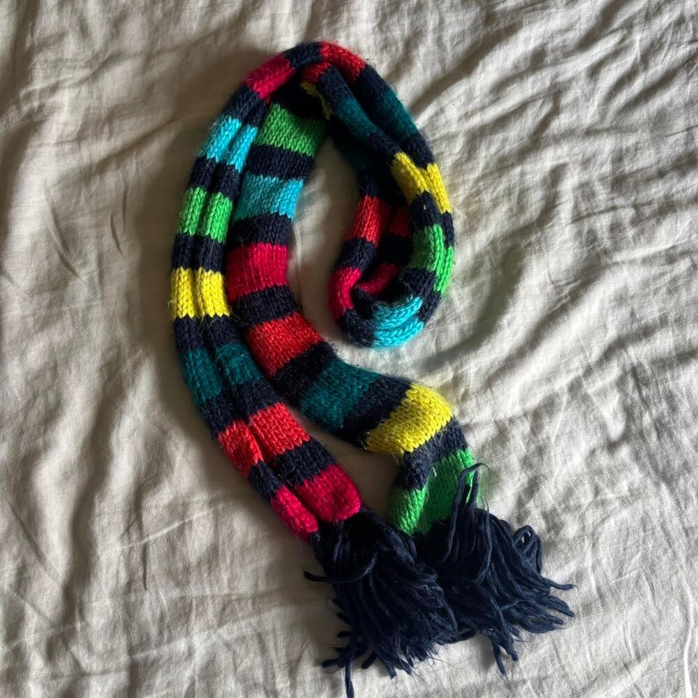 Aeropostale y2k knit colorful stripe thin long scarf